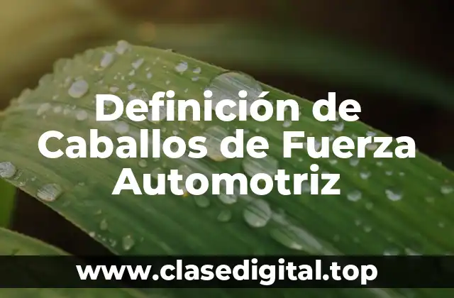 Definición de Caballos de Fuerza Automotriz