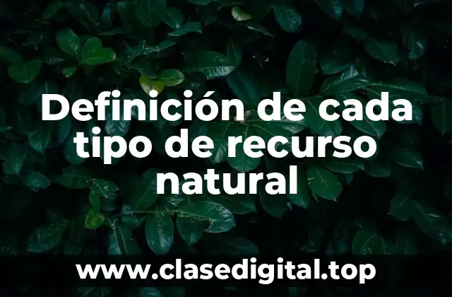 Definición de cada tipo de recurso natural