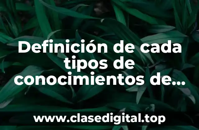 Definición de cada tipos de conocimientos de investigación