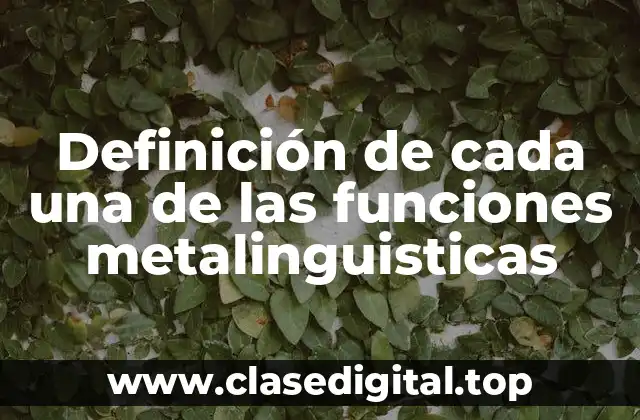 Definición de cada una de las funciones metalinguisticas
