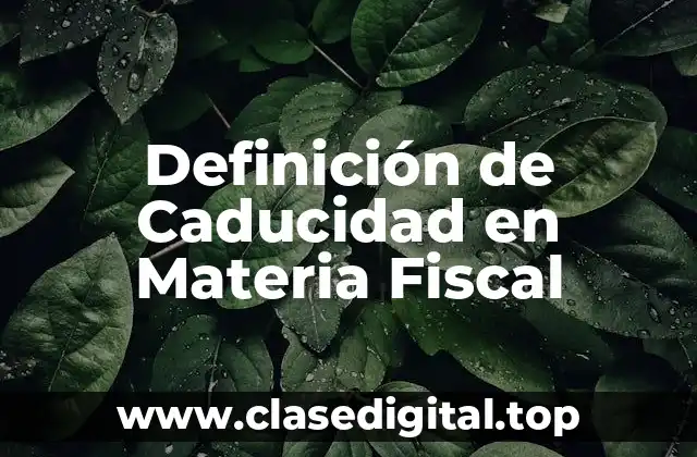 Definición de Caducidad en Materia Fiscal
