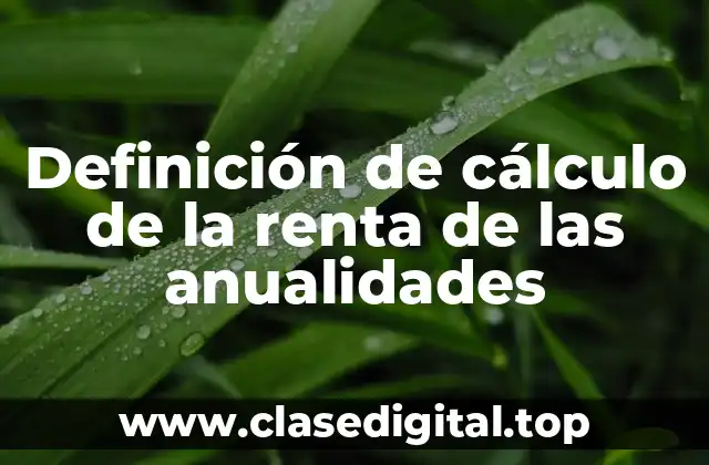 Definición de cálculo de la renta de las anualidades