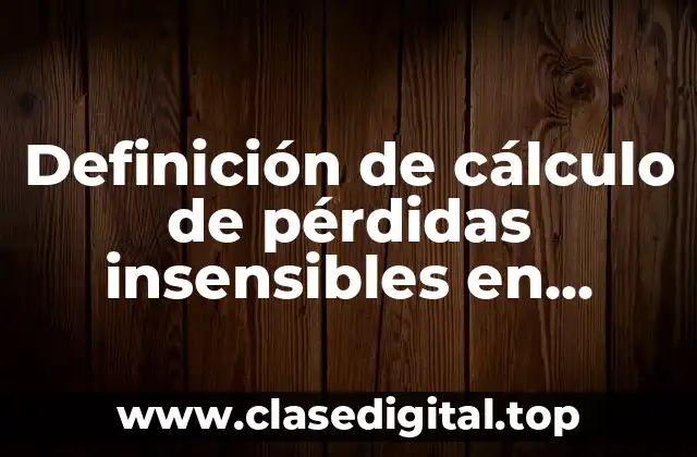 Definición de cálculo de pérdidas insensibles en pediatria