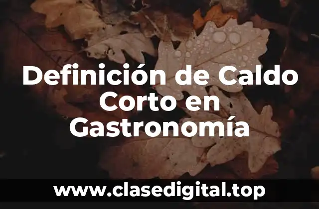 Definición de Caldo Corto en Gastronomía