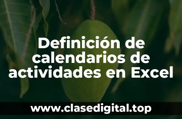 Definición de calendarios de actividades en Excel