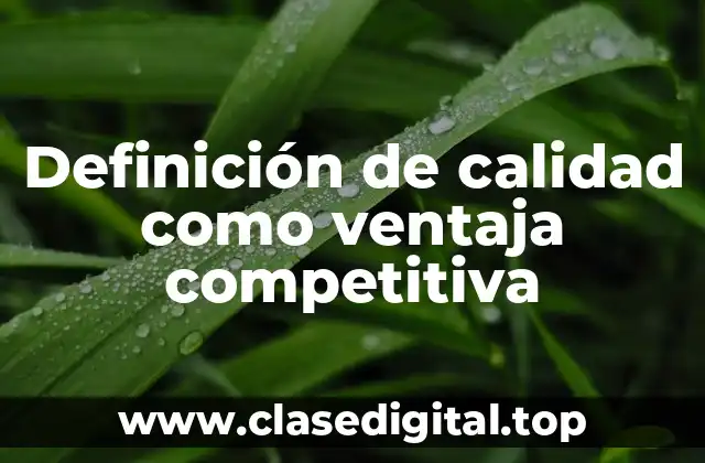 Definición de calidad como ventaja competitiva