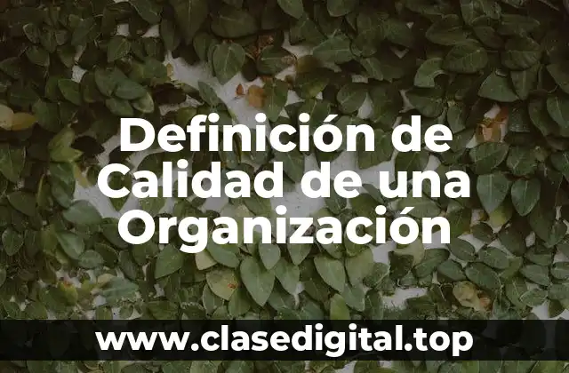 Definición de Calidad de una Organización