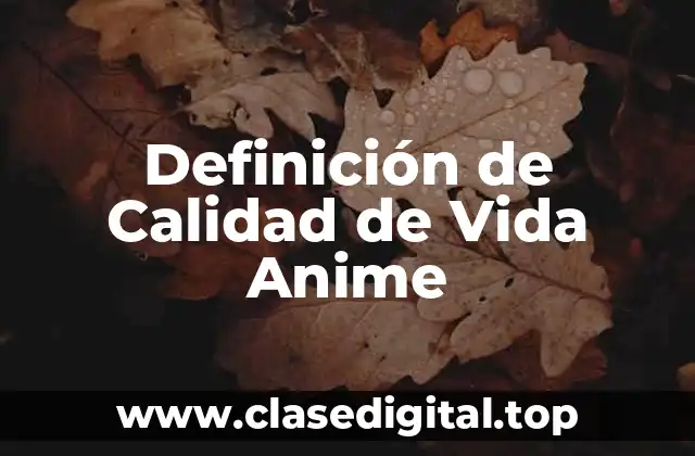 Definición de Calidad de Vida Anime