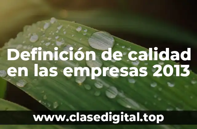 Definición de calidad en las empresas 2013