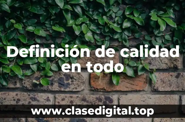 Definición de calidad en todo