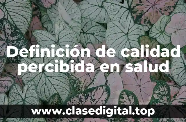 Definición de calidad percibida en salud