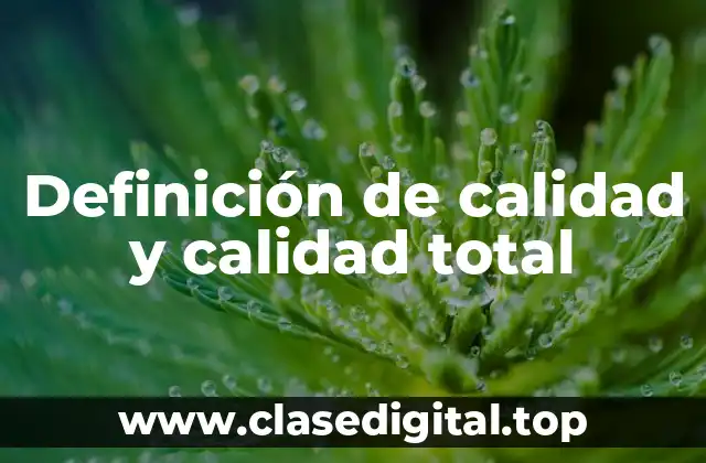 Definición de calidad y calidad total