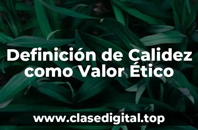 Definición de Calidez como Valor Ético