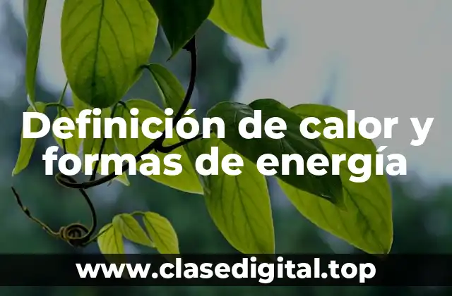 Definición de calor y formas de energía