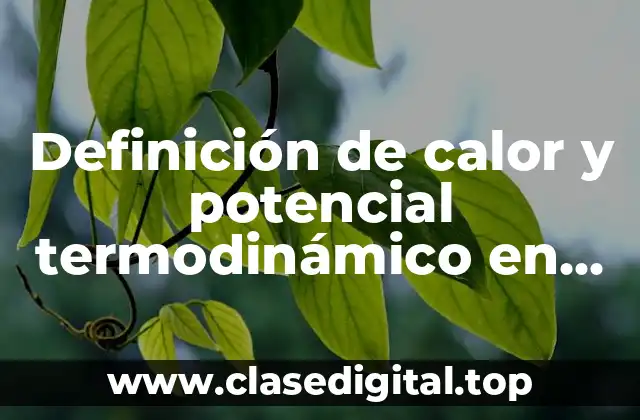 Definición de calor y potencial termodinámico en química