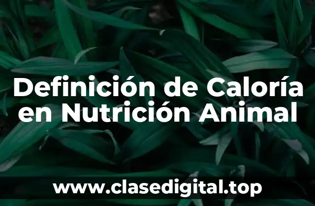 Definición de Caloría en Nutrición Animal