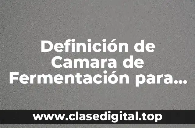 Definición de Camara de Fermentación para Panaderías