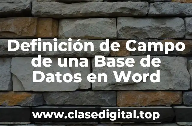 Definición de Campo de una Base de Datos en Word