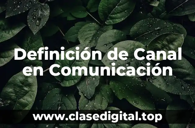 Definición de Canal en Comunicación