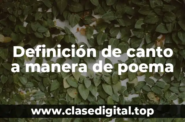 Definición de canto a manera de poema