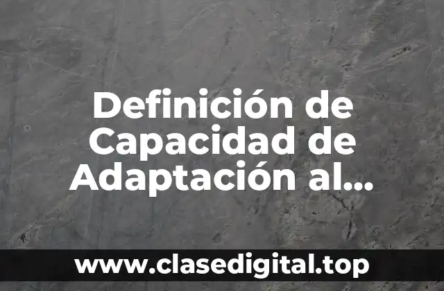 Definición de Capacidad de Adaptación al Cambio
