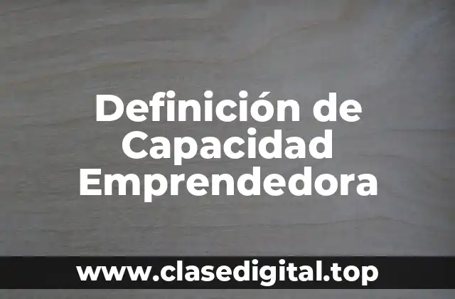Definición de Capacidad Emprendedora