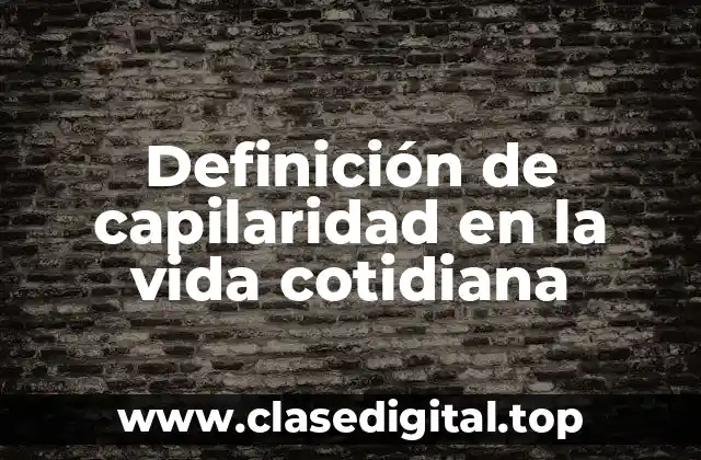 Definición de capilaridad en la vida cotidiana