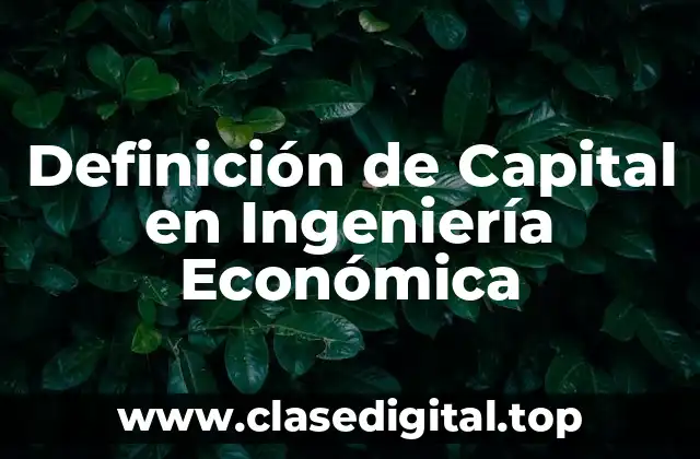 Definición de Capital en Ingeniería Económica