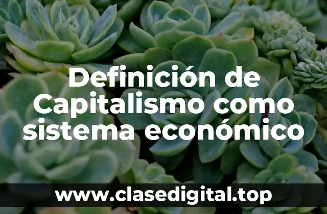Definición de Capitalismo como sistema económico