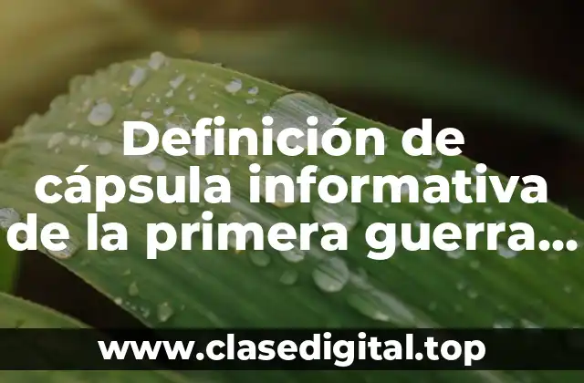 Definición de cápsula informativa de la primera guerra mundial
