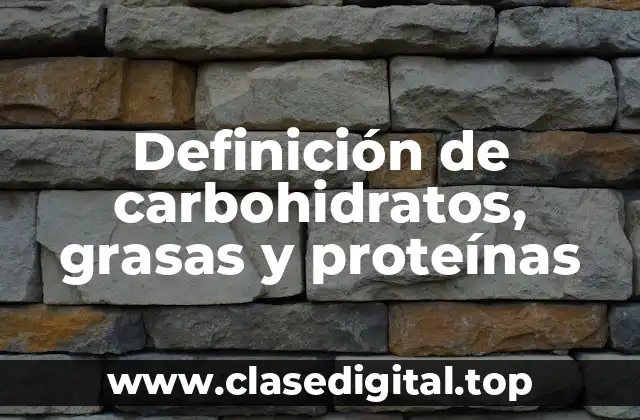 Definición de carbohidratos, grasas y proteínas
