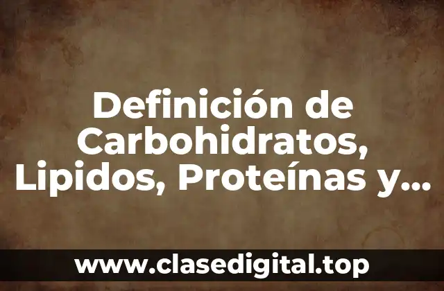 Definición de Carbohidratos, Lipidos, Proteínas y Ácidos Nucleicos