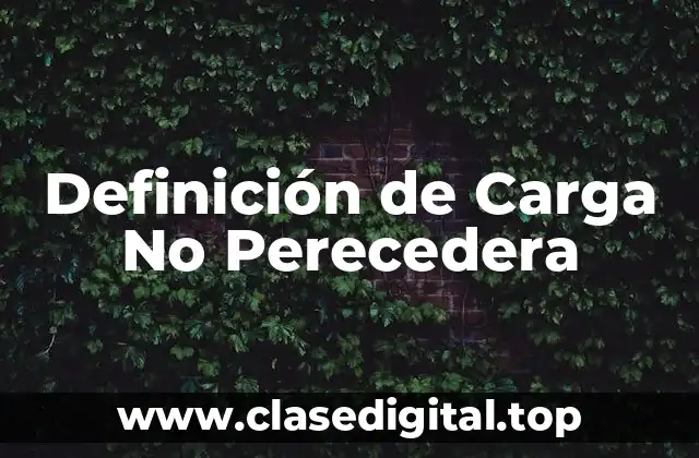 Definición de Carga No Perecedera