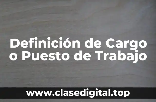 Definición de Cargo o Puesto de Trabajo