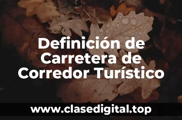 Definición Técnica de Carretera de Corredor Turístico