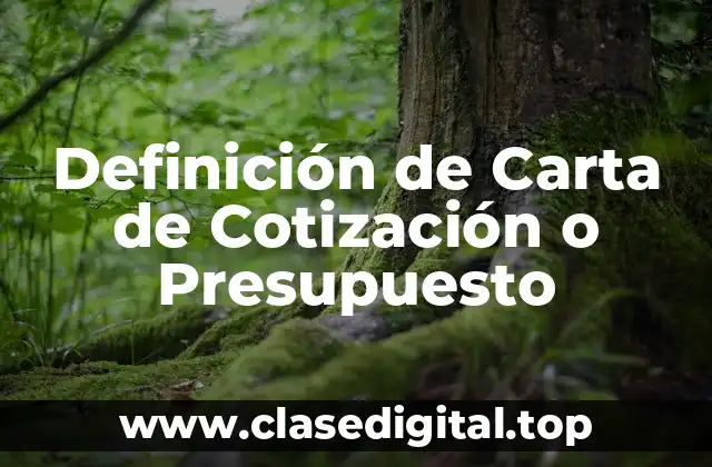 Definición de Carta de Cotización o Presupuesto