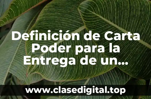 Definición de Carta Poder para la Entrega de un Dinero