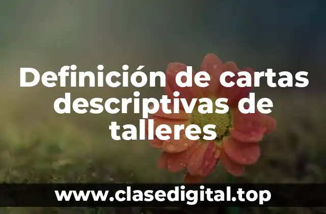 Ejemplos de cartas descriptivas de talleres
