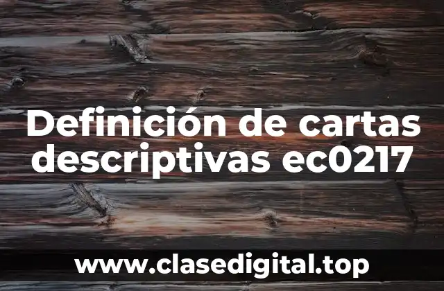 Ejemplos de cartas descriptivas