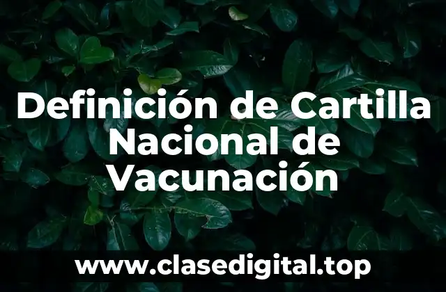 Definición de Cartilla Nacional de Vacunación