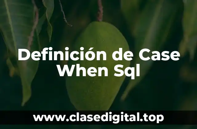 Definición de Case When Sql