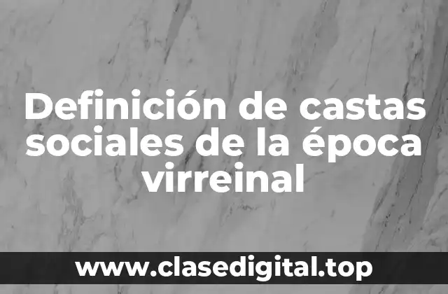Definición de castas sociales de la época virreinal