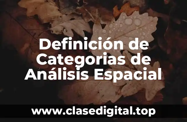 Definición de Categorias de Análisis Espacial