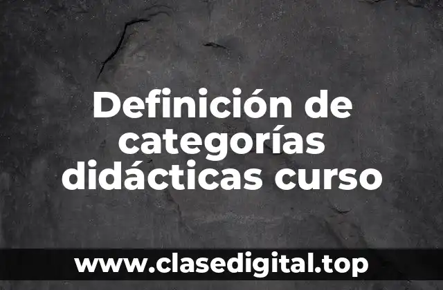 Definición de categorías didácticas curso