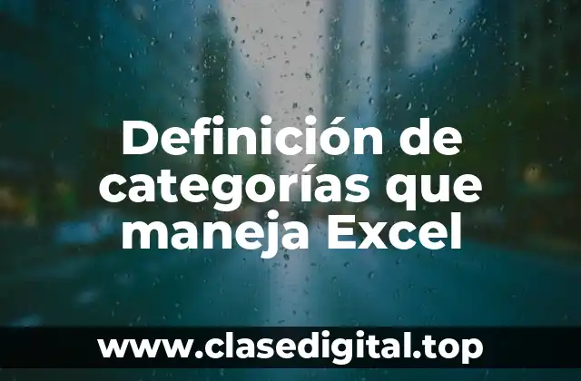 Definición de categorías que maneja Excel