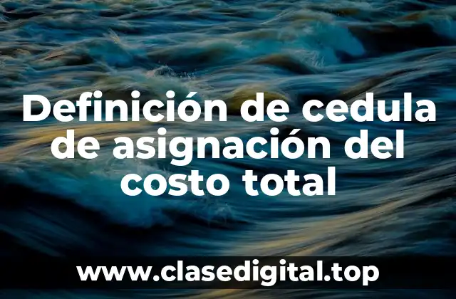 Definición de cedula de asignación del costo total