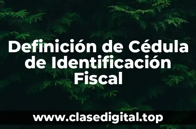 Definición de Cédula de Identificación Fiscal