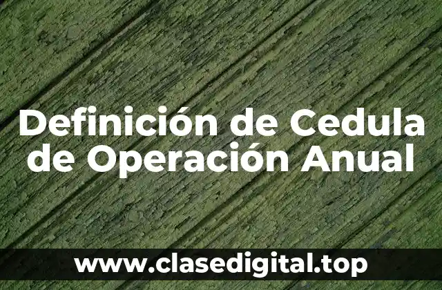 Definición de Cedula de Operación Anual