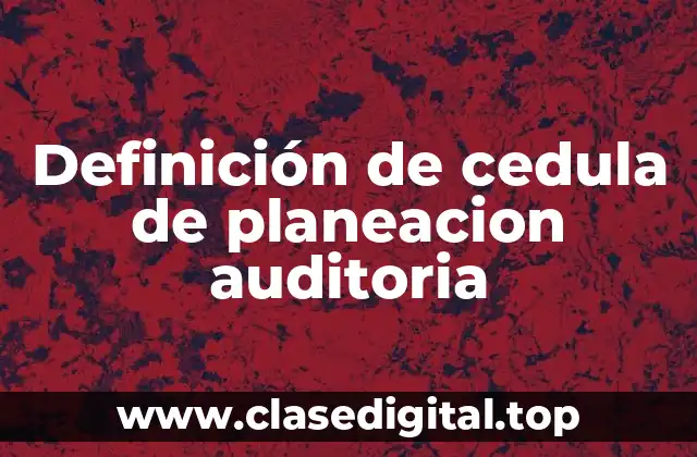 Ejemplos de cedula de planeacion auditoria
