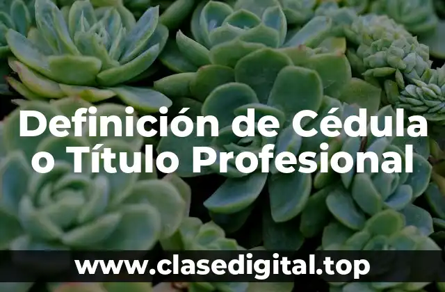 Definición de Cédula o Título Profesional